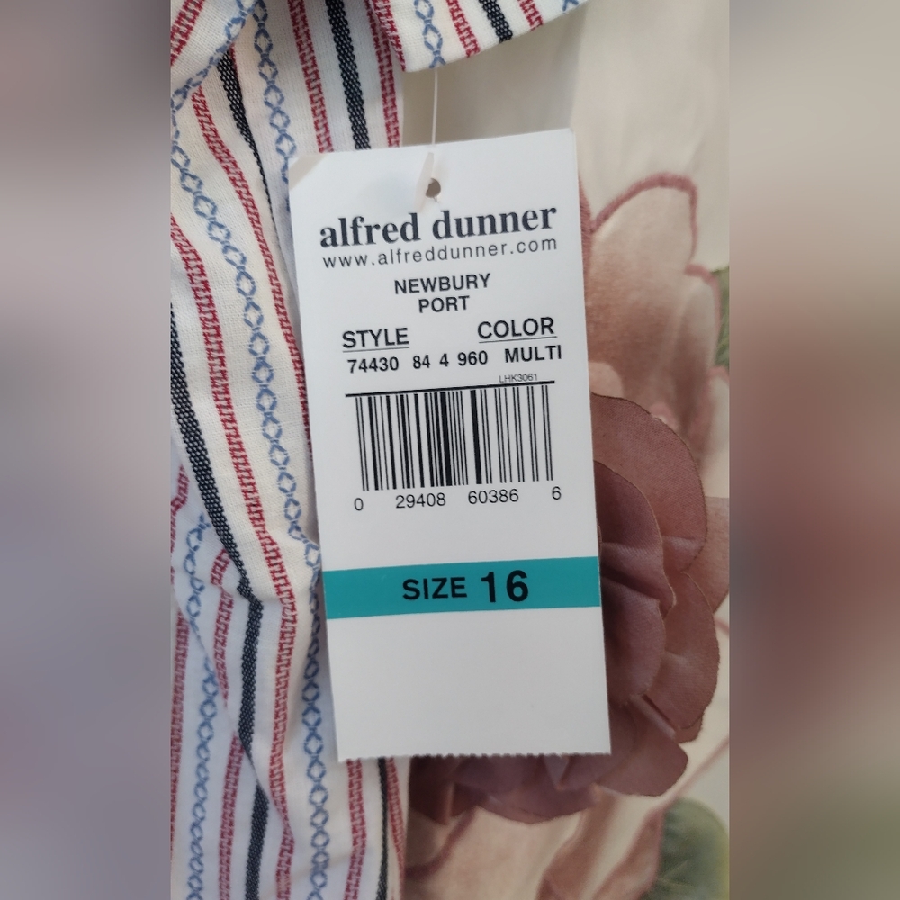 NWT Alfred Dunner Striped Button Down Shirt - Red, Blue, White - Picture 4 of 6